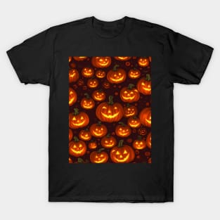 Halloween Spooky Orange Pumpkin Pattern T-Shirt